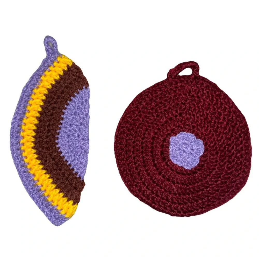 Handmade Trivet‎ Hot Pad Pot Holder Crochet Decor Handmade (2) NEW